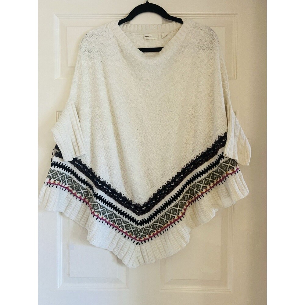 Anthropologie Sleeping on Snow Woodland Stroll Poncho Sweater Fair Isle Cape XS